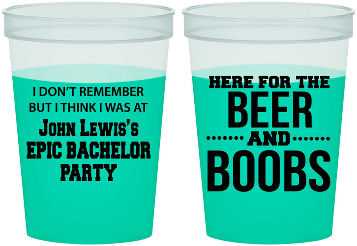 Custom Bachelor Party 16 oz Color Changing Cups - Beer And Boobs | 40039