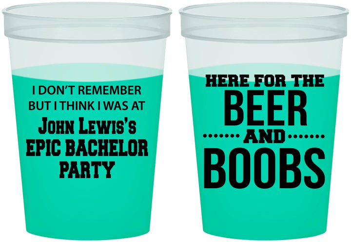 Custom Bachelor Party 16 oz Color Changing Cups - Beer And Boobs | 40039