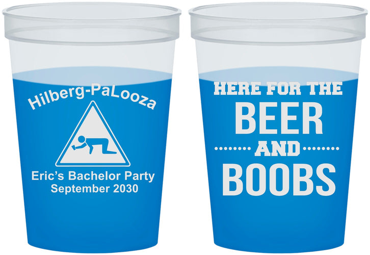 Custom Bachelor Party 16 oz Color Changing Cups - Beer And Boobs | 40040