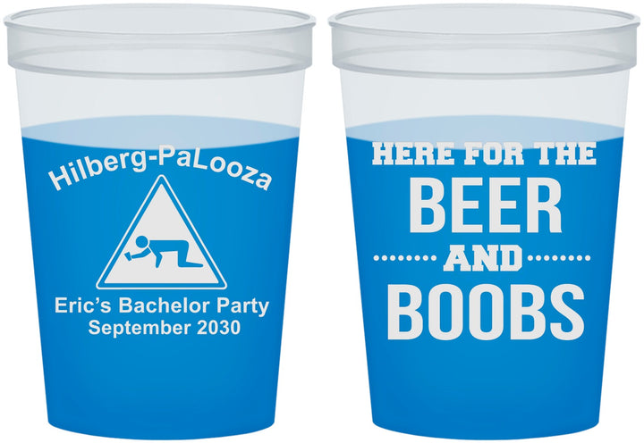 Custom Bachelor Party 16 oz Color Changing Cups - Beer And Boobs | 40040