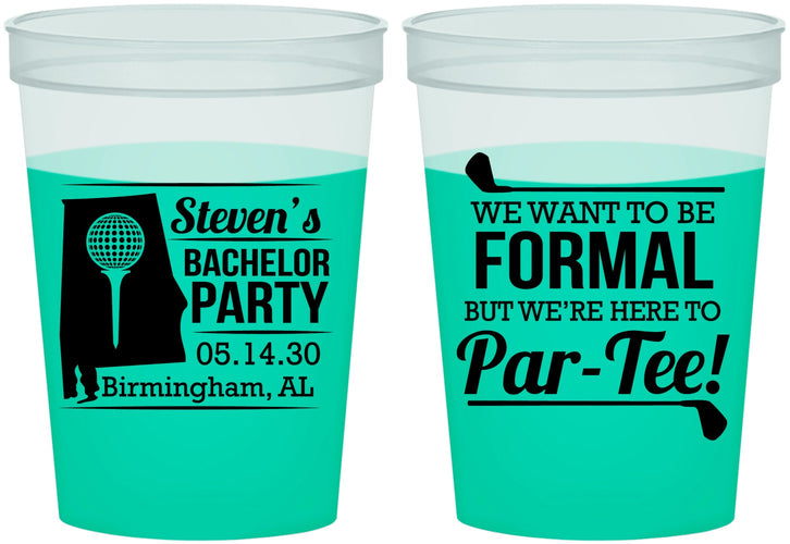 Custom Bachelor Party 16 oz Color Changing Cups - Golf Par Tee | 40043