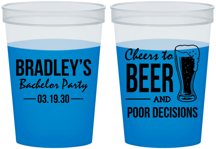 Custom Bachelor Party 16 oz Color Changing Cups - Beer Pour Decisions | 40045