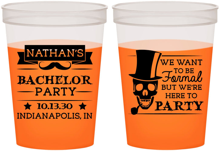 Custom Bachelor Party 16 oz Color Changing Cups - Formal Skeleton | 40048