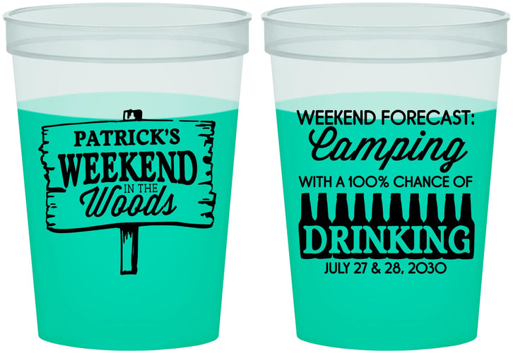 Custom Bachelor Party 16 oz Color Changing Cups - Camping | 40064