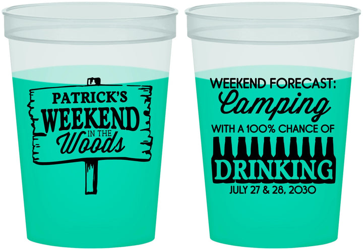Custom Bachelor Party 16 oz Color Changing Cups - Camping | 40064