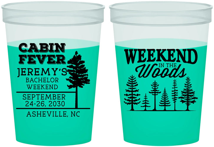 Custom Bachelor Party 16 oz Color Changing Cups - Camping | 40065