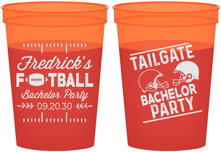 Custom Bachelor Party 16 oz Color Changing Cups - Football | 40067