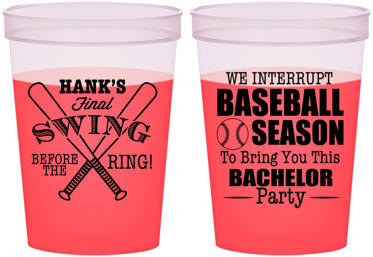 Custom Bachelor Party 16 oz Color Changing Cups - Baseball | 40075