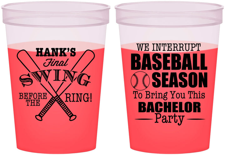 Custom Bachelor Party 16 oz Color Changing Cups - Baseball | 40075