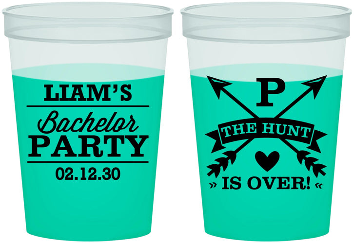 Custom Bachelor Party 16 oz Color Changing Cups - Hunt Is Over | 40082