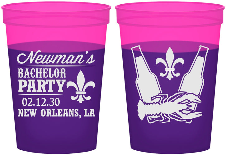 Custom Bachelor Party 16 oz Color Changing Cups - Mardi Gras | 40085