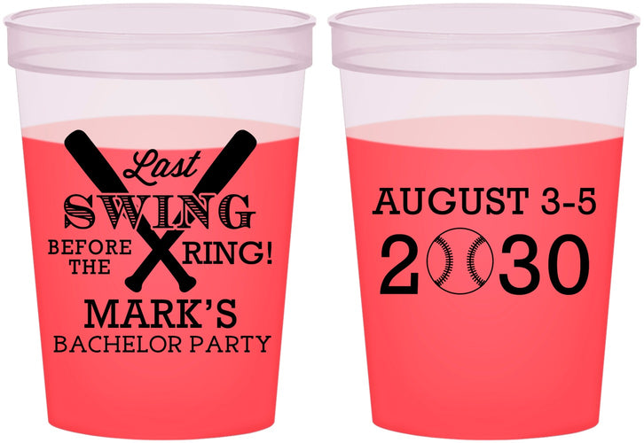 Custom Bachelor Party 16 oz Color Changing Cups - Baseball | 40086