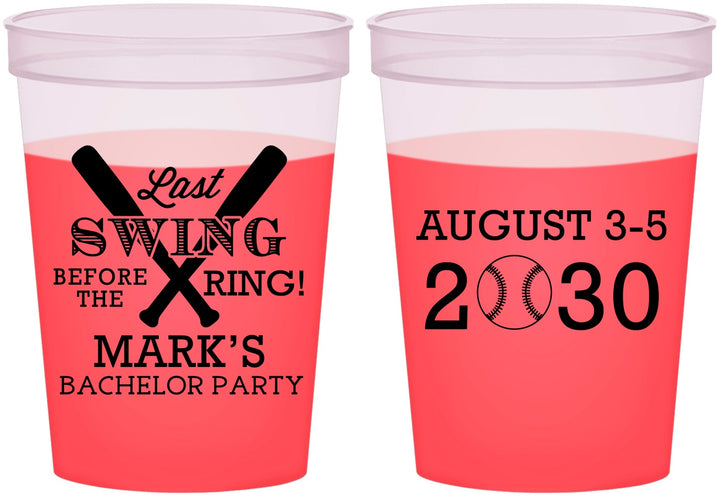 Custom Bachelor Party 16 oz Color Changing Cups - Baseball | 40086