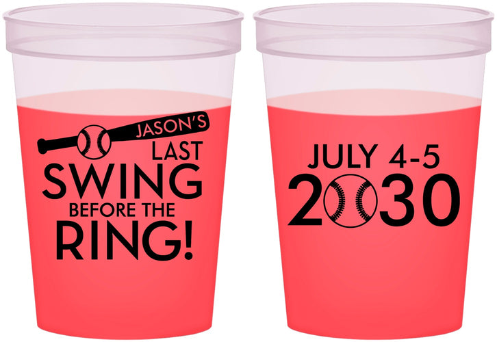 Custom Bachelor Party 16 oz Color Changing Cups - Baseball | 40087