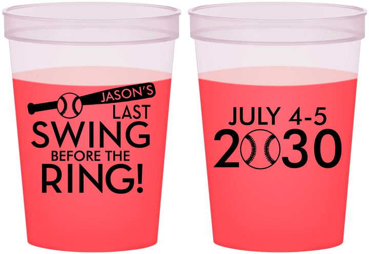 Custom Bachelor Party 16 oz Color Changing Cups - Baseball | 40087