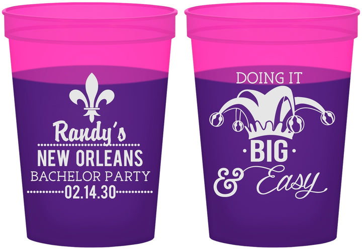 Custom Bachelor Party 16 oz Color Changing Cups - Mardi Gras | 40089