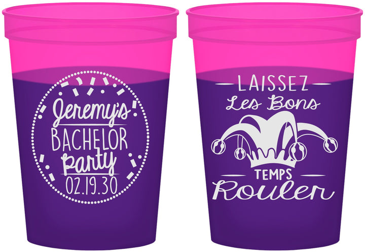 Custom Bachelor Party 16 oz Color Changing Cups - Mardi Gras | 40090