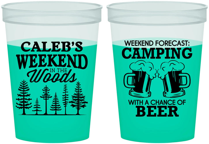 Custom Bachelor Party 16 oz Color Changing Cups - Camping | 40091