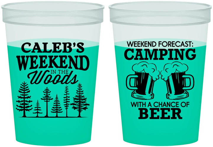 Custom Bachelor Party 16 oz Color Changing Cups - Camping | 40091