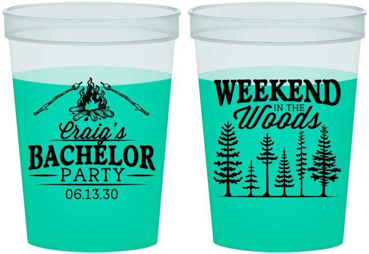 Custom Bachelor Party 16 oz Color Changing Cups - Camping | 40093