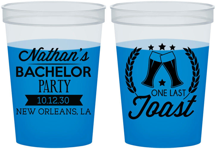 Custom Bachelor Party 16 oz Color Changing Cups - One Last Toast | 40095