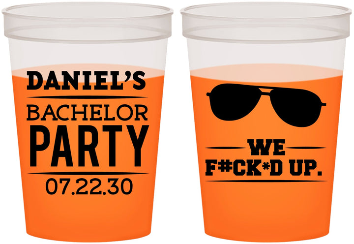 Custom Bachelor Party 16 oz Color Changing Cups - We Fucked Up | 40099