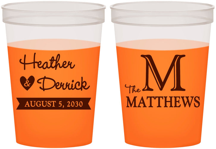 Custom Wedding 16 oz Color Changing Cups - Monogram | 402