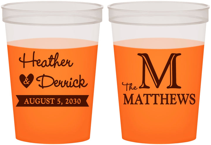 Custom Wedding 16 oz Color Changing Cups - Monogram | 402