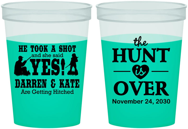 Custom Wedding 16 oz Color Changing Cups - The Hunt Is Over | 403