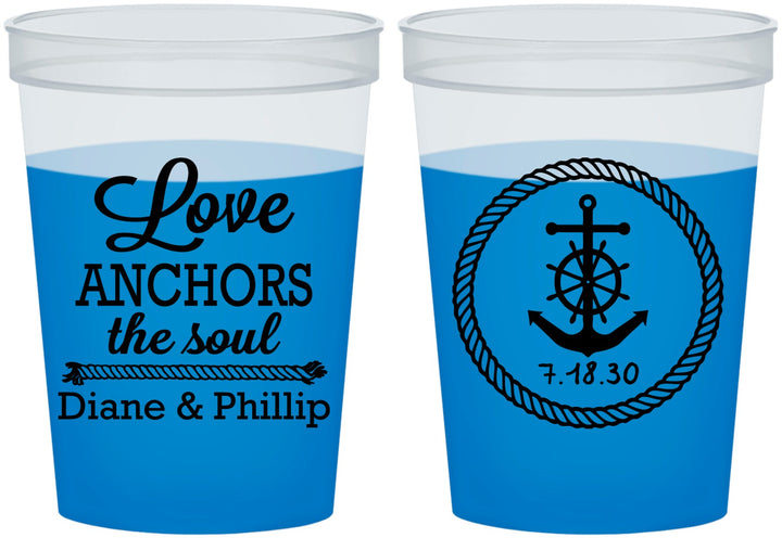 Custom Wedding 16 oz Color Changing Cups - Love Anchors The Soul | 405