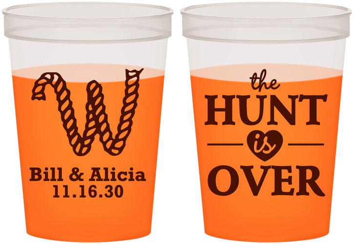 Custom Wedding 16 oz Color Changing Cups - Monogram Hunt Is Over | 406