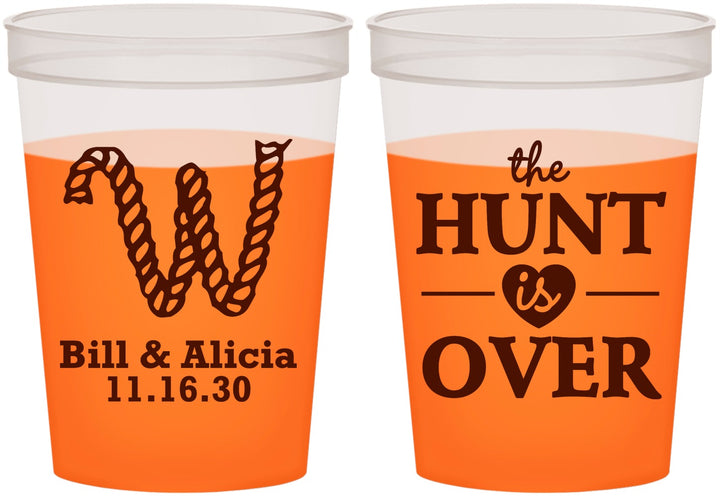 Custom Wedding 16 oz Color Changing Cups - Monogram Hunt Is Over | 406