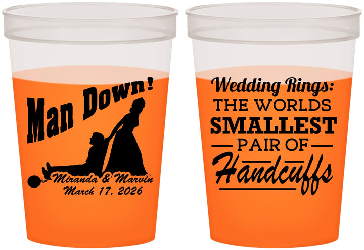 Custom Wedding 16 oz Color Changing Cups - Man Down | 407