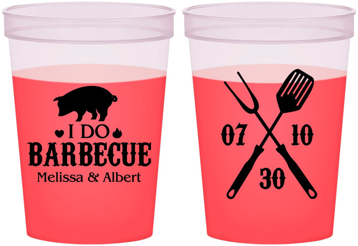 Custom Wedding 16 oz Color Changing Cups - I Do Barbecue Bbq | 410