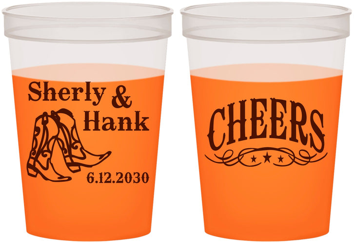 Custom Wedding 16 oz Color Changing Cups - Cheers Cowboy | 411