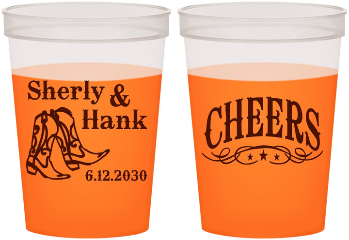 Custom Wedding 16 oz Color Changing Cups - Cheers Cowboy | 411