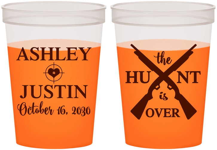 Custom Wedding 16 oz Color Changing Cups - The Hunt Is Over | 412