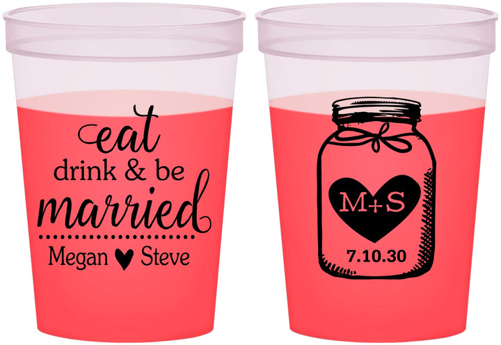 Custom Wedding 16 oz Color Changing Cups - Mason Jar | 415