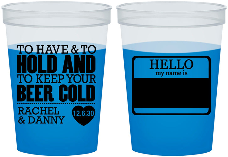 Custom Wedding 16 oz Color Changing Cups - Hello My Name Is | 418
