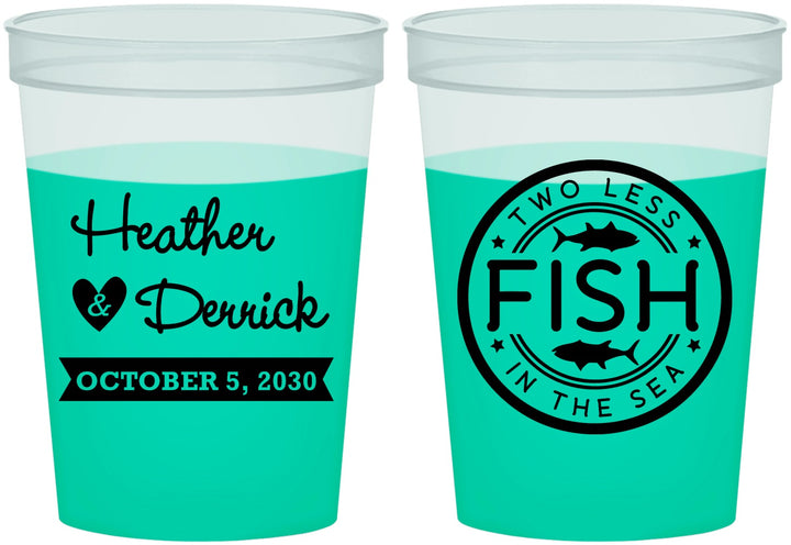Custom Wedding 16 oz Color Changing Cups - Two Less Fish In The Sea | 420
