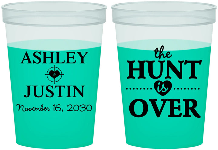 Custom Wedding 16 oz Color Changing Cups - The Hunt Is Over | 422
