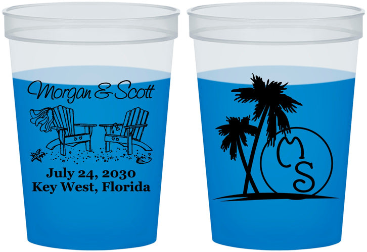 Custom Wedding 16 oz Color Changing Cups - Beach | 423