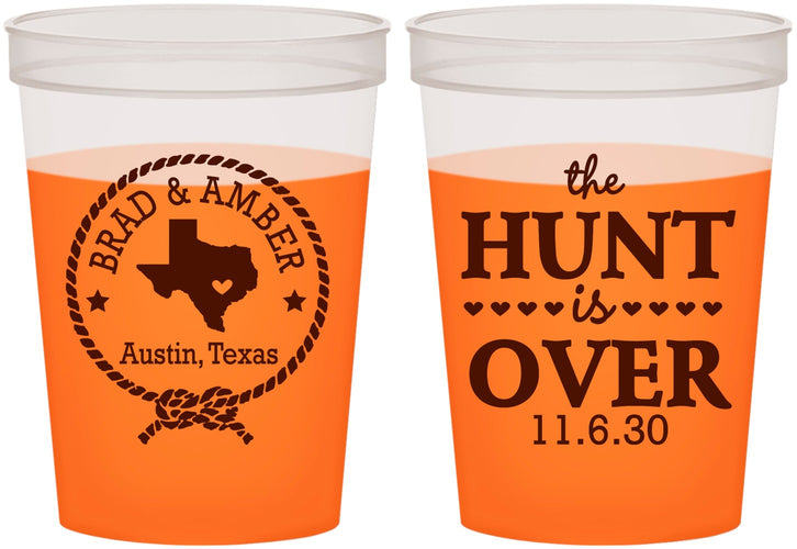 Custom Wedding 16 oz Color Changing Cups - The Hunt Is Over | 426