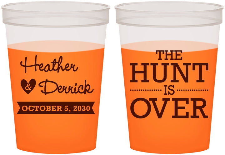 Custom Wedding 16 oz Color Changing Cups - The Hunt Is Over | 427