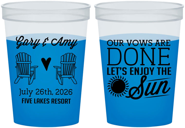 Custom Wedding 16 oz Color Changing Cups - Vows Are Done Enjoy Sun | 428