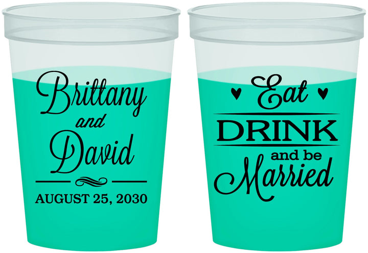 Custom Wedding 16 oz Color Changing Cups - Eat Drink Be Married | 430