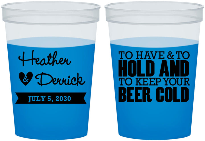 Custom Wedding 16 oz Color Changing Cups - To Have And To Hold | 431