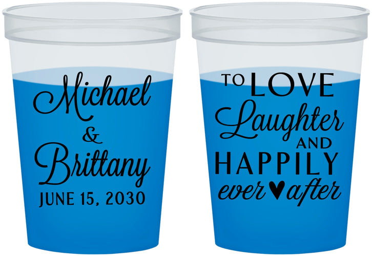 Custom Wedding 16 oz Color Changing Cups - Love Laughter Happily | 432