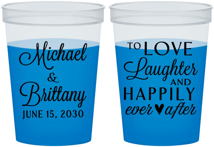 Custom Wedding 16 oz Color Changing Cups - Love Laughter Happily | 432