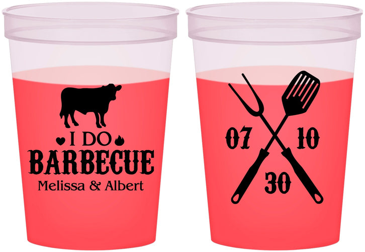 Custom Wedding 16 oz Color Changing Cups - I Do Barbecue Bbq | 433